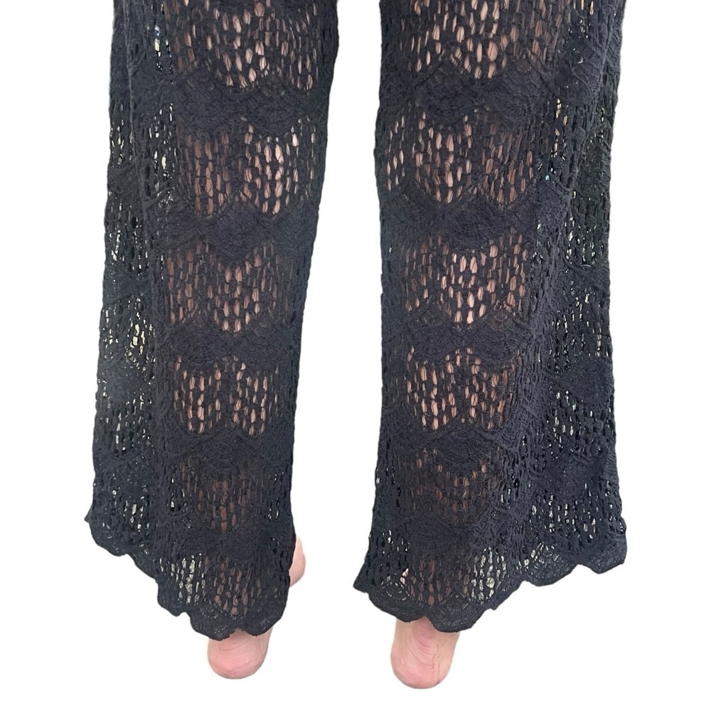 Soft Surroundings Crochet Lace Open Knit Black Pants Sz: S Petite Boho Coastal - Picture 6 of 12